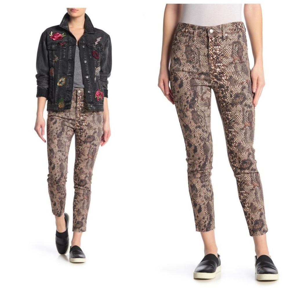 FREE PEOPLE High Rise Snake Print Jeans - Picture 2 of 6